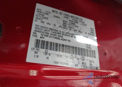 2008 Ford Expedition Eddie Bauer/King Ranch z USA, uszkodzony, nr VIN 1FMFU17568LA29112